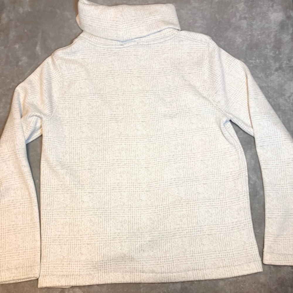 J Crew Mercantile Fleece Turtle Neck Cowl Funnel neck Sweater L Gray Checkered‎ - Picture 2 of 10
